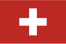 Flagge der Schweiz mit weißem Kreuz auf rotem quadratischem Hintergrund